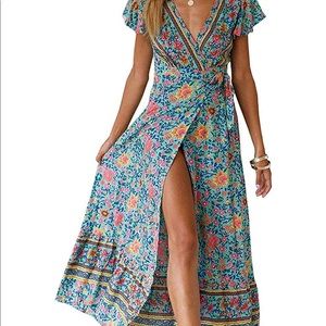 Colorful Wrap Maxi Dress